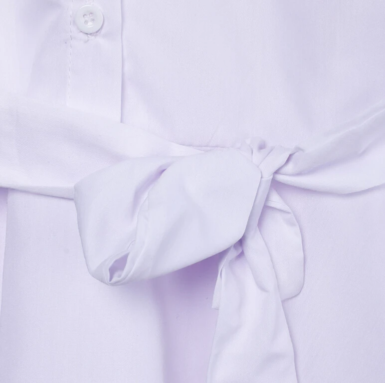 Рубашка женская белая с длинным рукавом и ремнем | Женская одежда