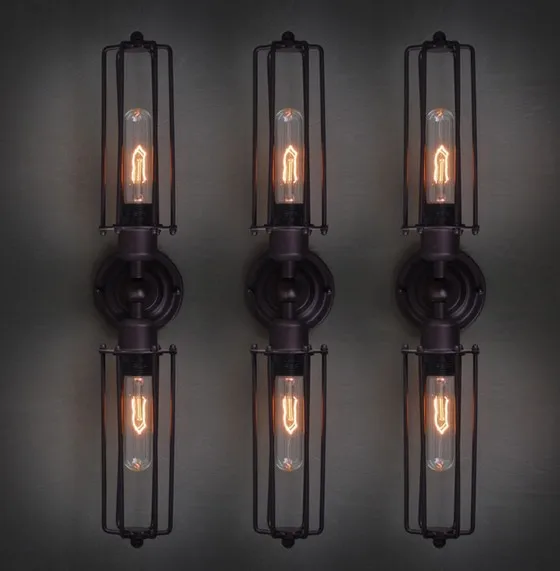 Ретро Лофт Декор двойное настенное бра Эдисона зеркальные настенные светильники