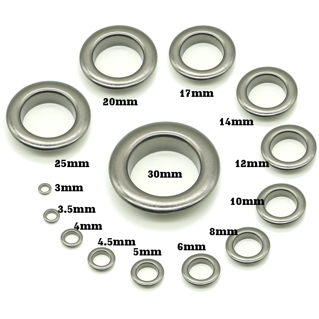 Buy Ilhós de cobre pretos 3 | 3.5 | 4 | 4.5 | 5 | 6 | 8 | 10 | 12 | 14 | 17 | 18 | 20 | 25 | 30 | 40mm acessórios de malha para scrapbooking, jeans, vestuário, bolsas,