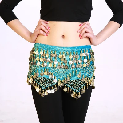 turquoise Дешевая Одежда для танцев женская спортивная одежда треуголный набедренный шарф цветной горный хрусталь Регулируемая посадка 300 золотые монеты, живот танец - Цвет: turquoise