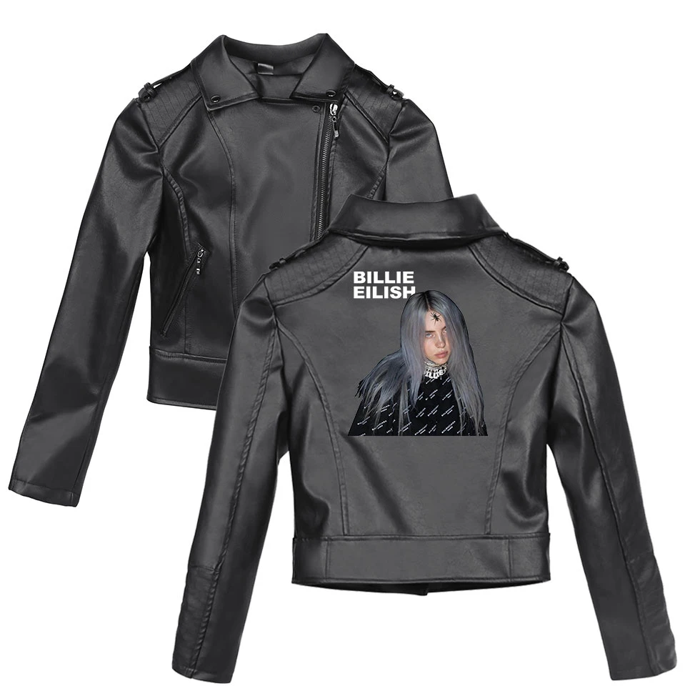 Billie Eilish/Новинка одежда с принтом розовый/черный искусственная кожа куртки для