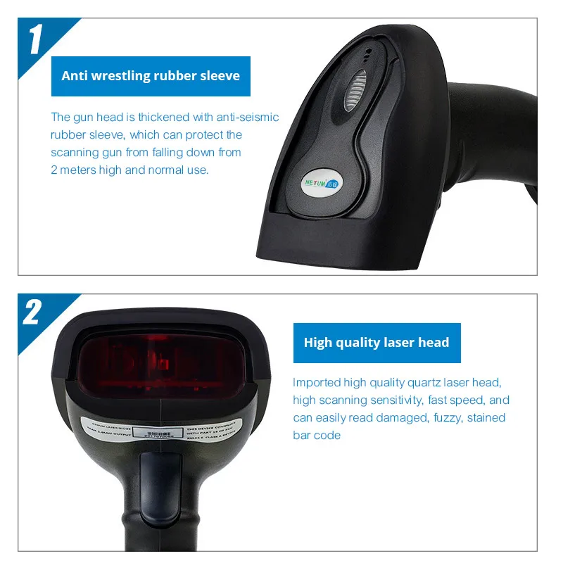 Беспроводной/проводной лазерный сканер штрих-кода NETUM K2 2 4 ГГц | Компьютеры и офис