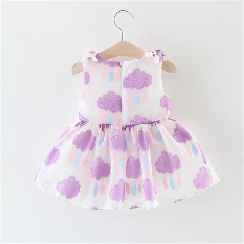 Летнее платье для младенцев хлопковое с цветными облаками детская одежда Одежда