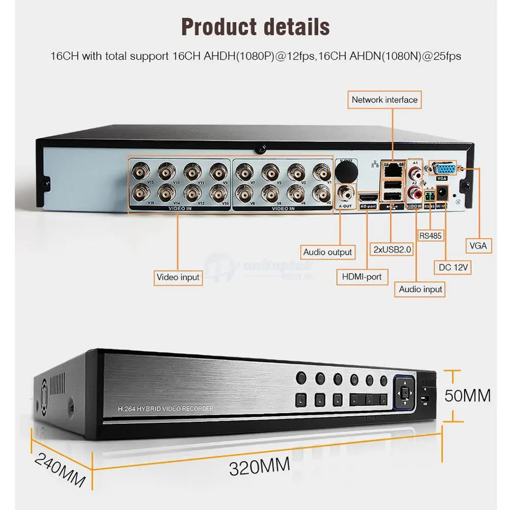 5 в 1 гибридный видеорегистратор 16CH AHD 1080 P CVI TVI CVBS 16 каналов 2 * SATA HDD DVR NVR рекордер|nvr
