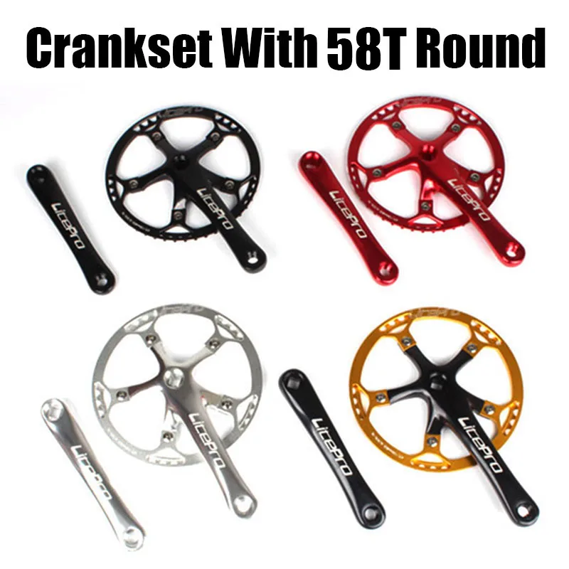 

130BCD 58T Round Chain Rng with 170MM AL60 Aluminum Crank Super-light BMX Folding Bike Bicycle Square Crankset with Cranks