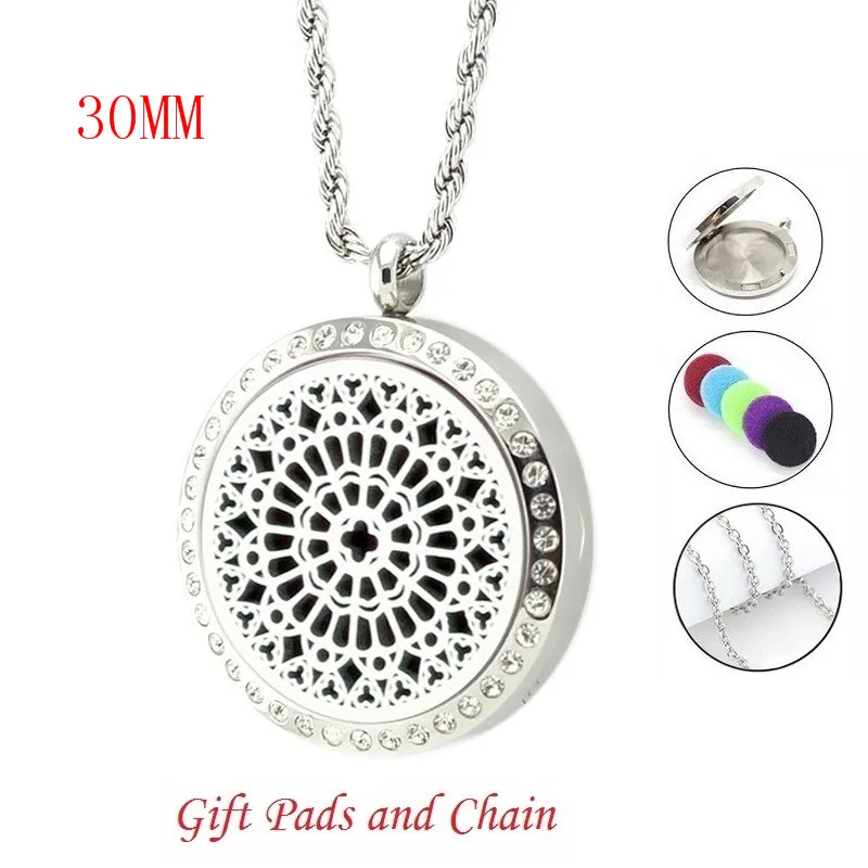 2017 Новый дизайн 30ММ ароматерапия плавающий медальон DIY диффузор ожерелье ароматическое масло духи с цепочкой подушками.