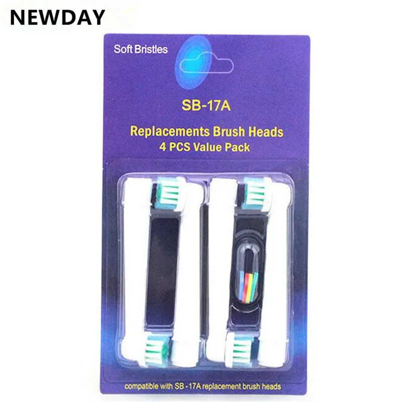 

Newday 4Pcs/lot Replacement Electric Toothbrush Heads For Oral B EB 17 SB-17A Hygiene Care Clean Electric Tooth Brush