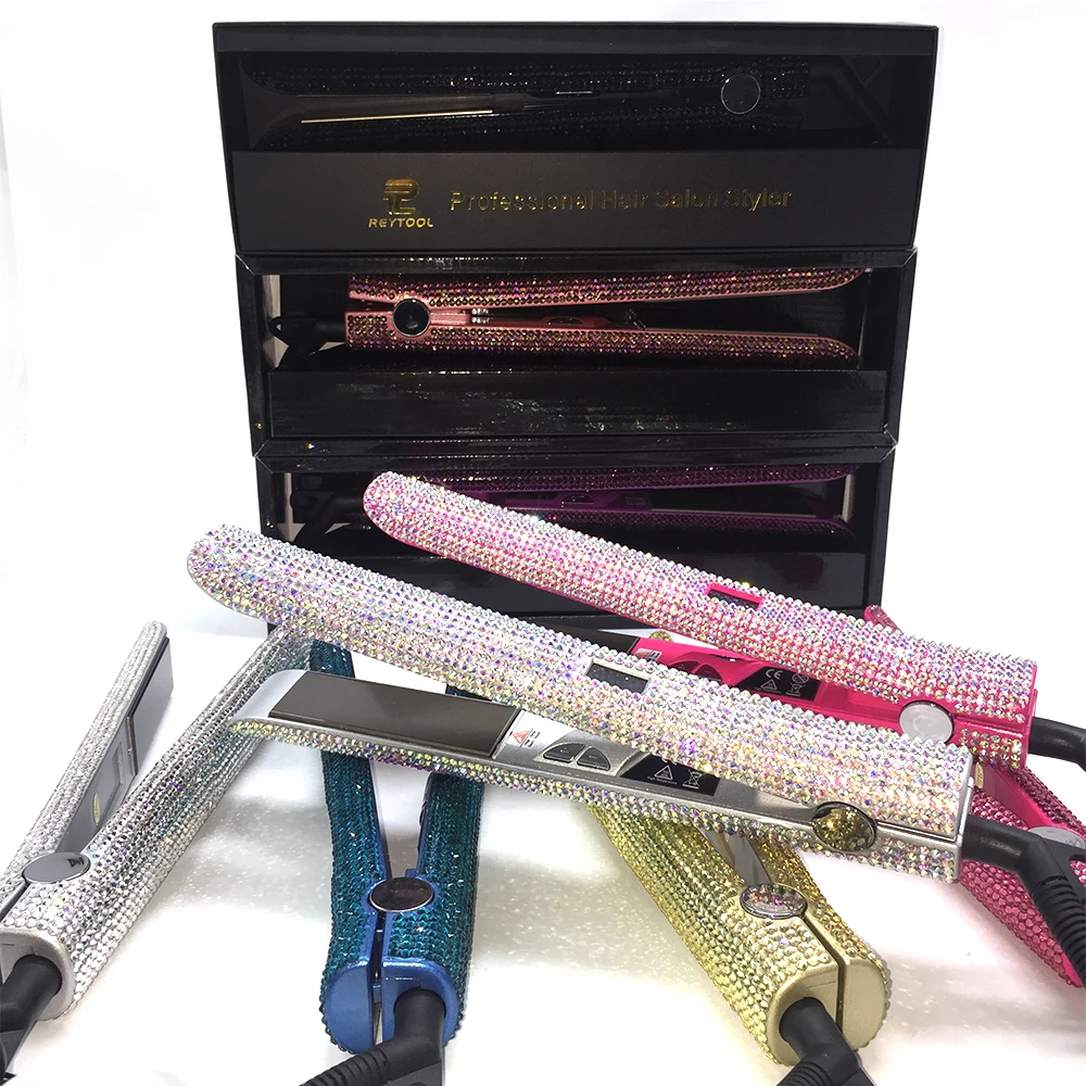 Выпрямитель для волос с кристаллами и ЖК дисплеем|titanium hair straightener|titanium hairstyling tools |