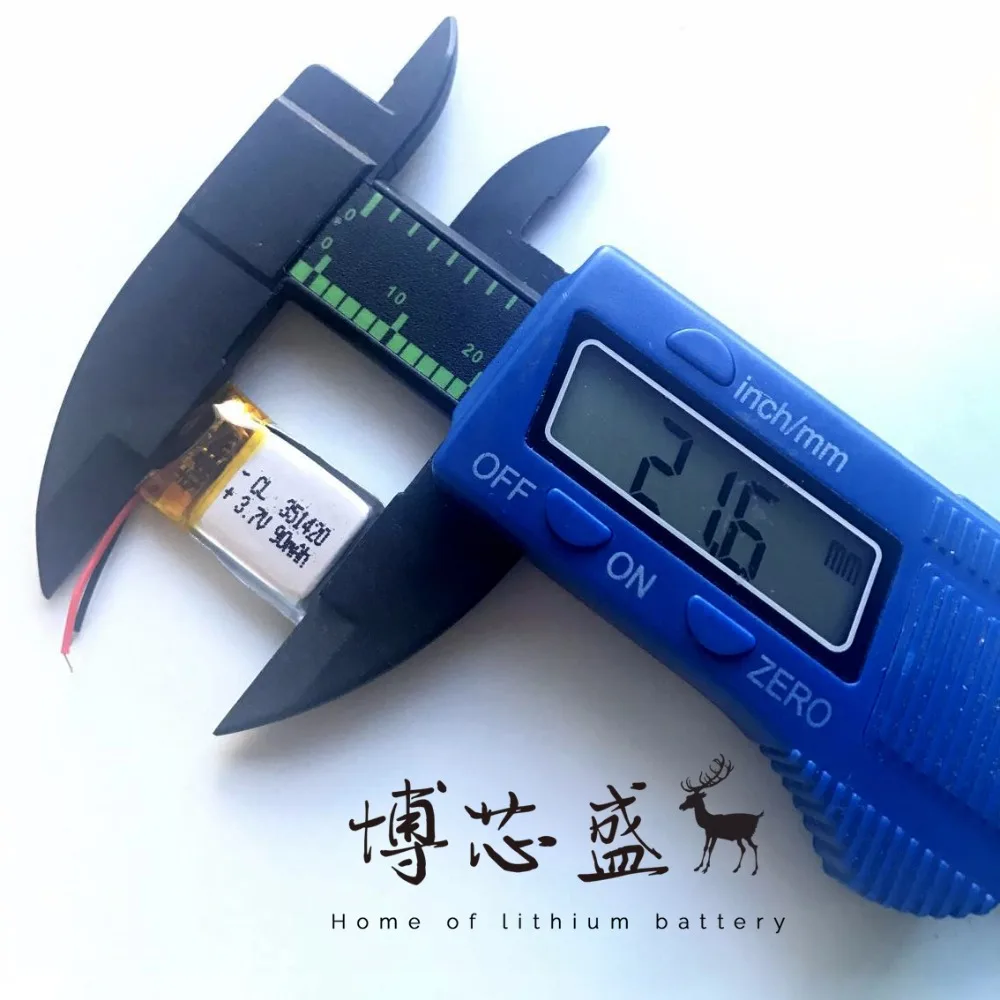 351420 3.7v 90mah Connection head SH1.25mm 2p li-polymer rechargeable lithium battery li-po for 3d glasses bluetooth earphone |