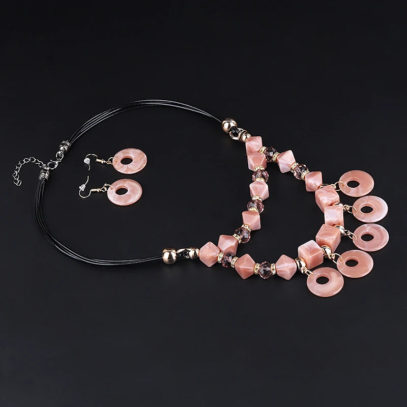 Fashion Large Choker Necklaces Earrings Set For Women Exagrated Wedding Jewelry Set Rope Chain Stateme Necklaces Amazing Price