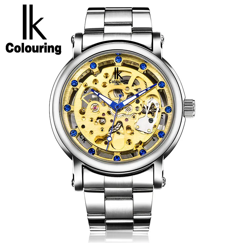 Мужские часы скелетоны IK автоматические наручные с серебристым циферблатом
