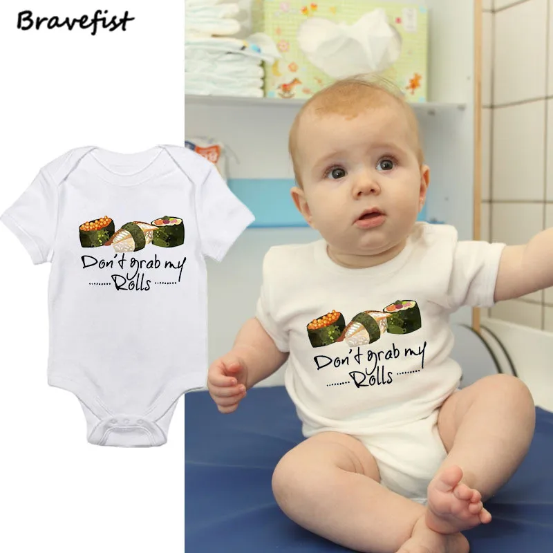 

Fashion Newborn Bodysuits Don't Grab My Rolls Letters Print Children Jumpsuits For Boys Girls Infant Outfits 0-24Months Outwear