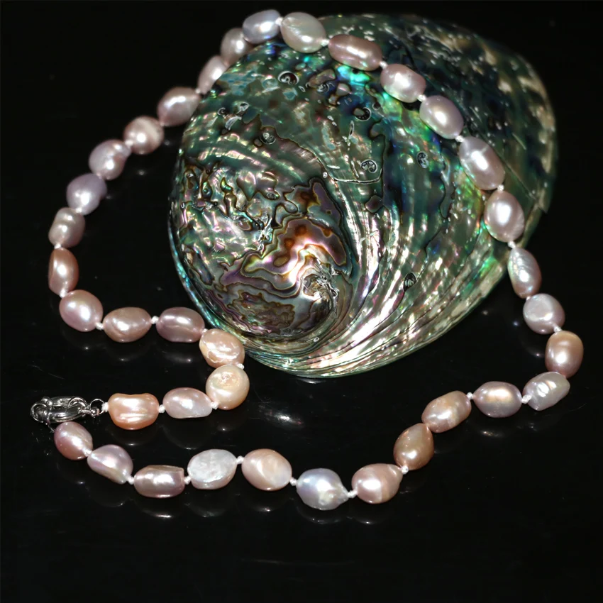 

9-11mm natural purple freshwater cultured irregular pearl beads chain necklace women weddigns party gifts jewelry 18inch B3019