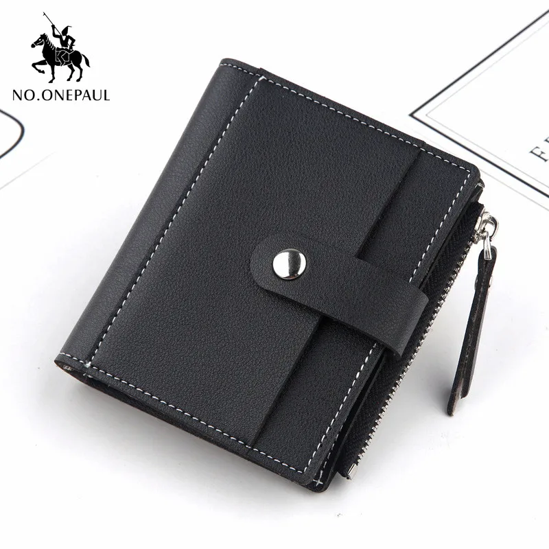 075-2 black NO. ONEPAUL, новинка, женский короткий кожаный бумажник с золотой пряжкой на молнии, мягкий модный простой брендовый кошелек для монет - Цвет: 075-2 black