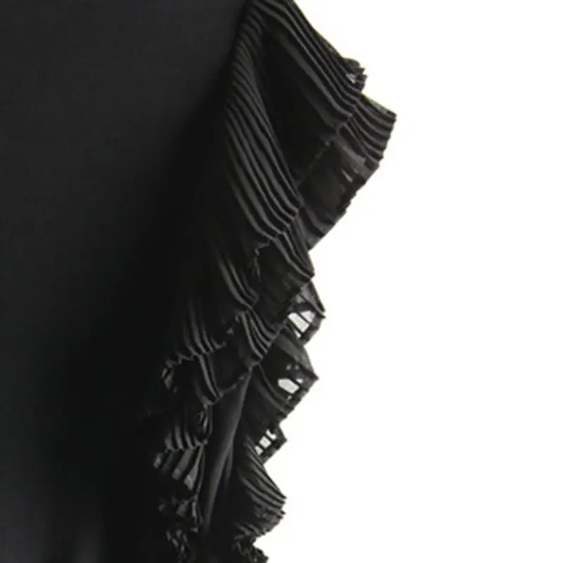 Женская плиссированная Блузка с оборками черная офисная блузка в Корейском