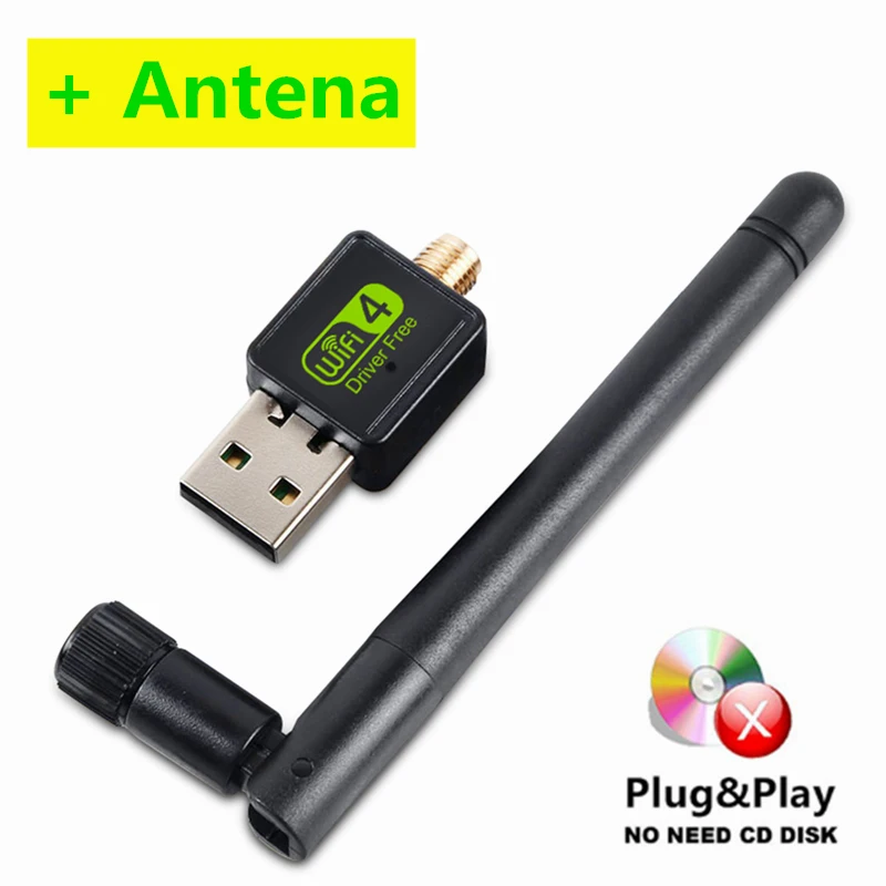 150Mbps 2DBi Antena USB WiFi адаптер Antena Wi Fi USB адаптер MT7601 Бесплатный драйвер сетевая карта WiFi ключ 150 м Ethernet WiFi приемник Wi-Fi адаптер - Color: 150Mbps 2DBi Antena