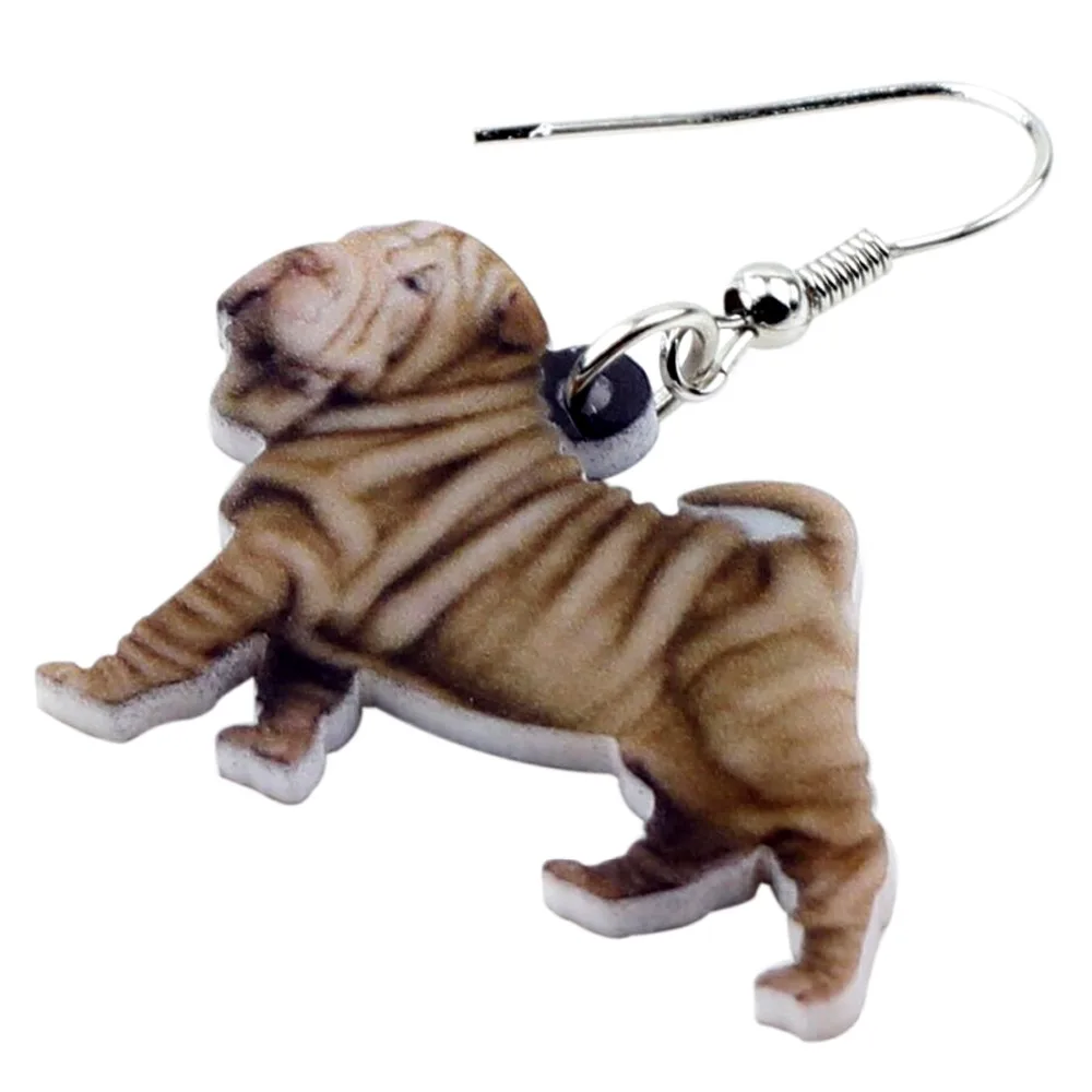 Забавные акриловые серьги WEVENI Shar Pei милые длинные висячие с собаками модные