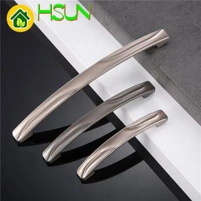 

Zinc Alloy Handle European Cupboard Handle Modern Concise Silver Grey Electroplate Wardrobe Handle Drawer Hardware Handle