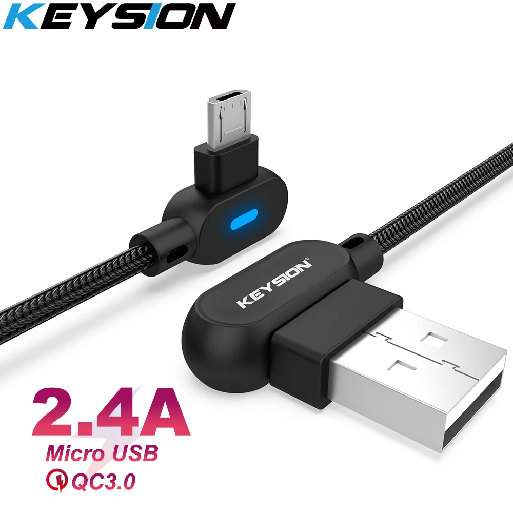 KEYSION L Type Micro USB кабель для Xiaomi Redmi Note 5 Pro 4 Реверсивный передачи данных мобильного