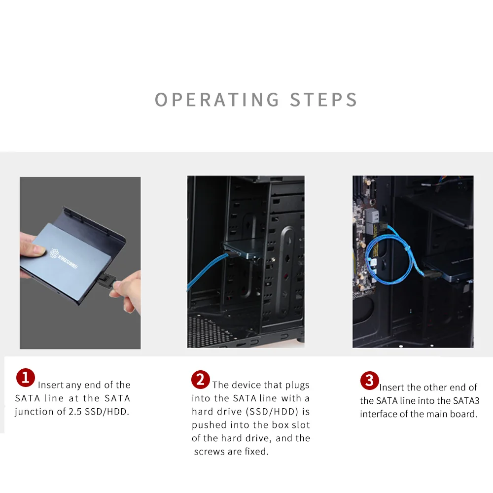 KINGSHARE 60 cmSATA III кабель с защелкой-3 цвета Pack (цвет красный желтый и синий) KS-CS3RYL360 |
