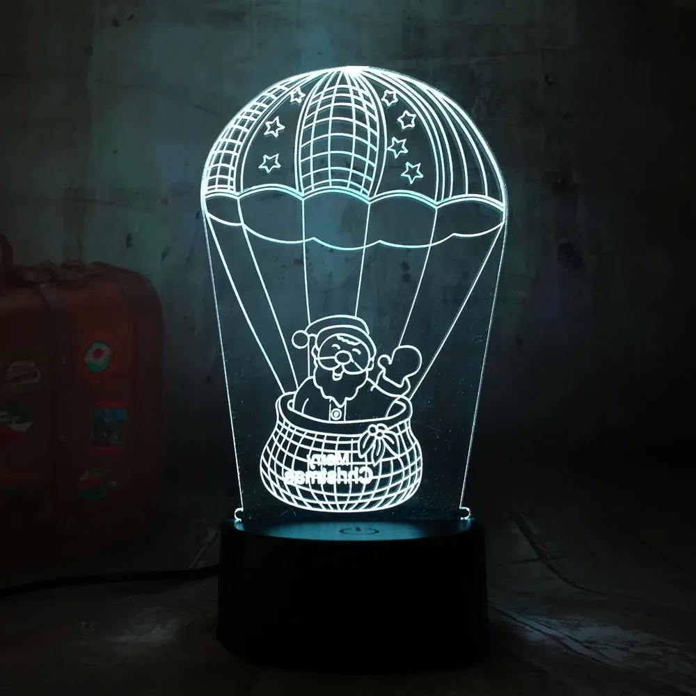 3D светодиодный светильник милый Санта Клаус воздушный шар RGB ночные светильники
