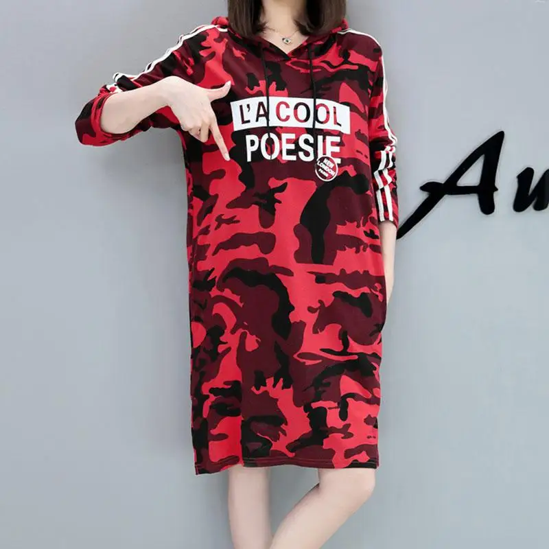 Yfashion женское камуфляжное платье с длинным рукавом и капюшоном модные женские