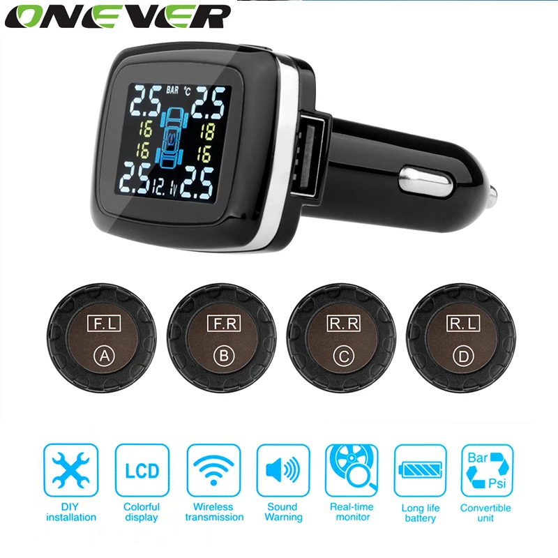 ONEVER автомобильный беспроводной TPMS датчик давления в шинах Система мониторинга с