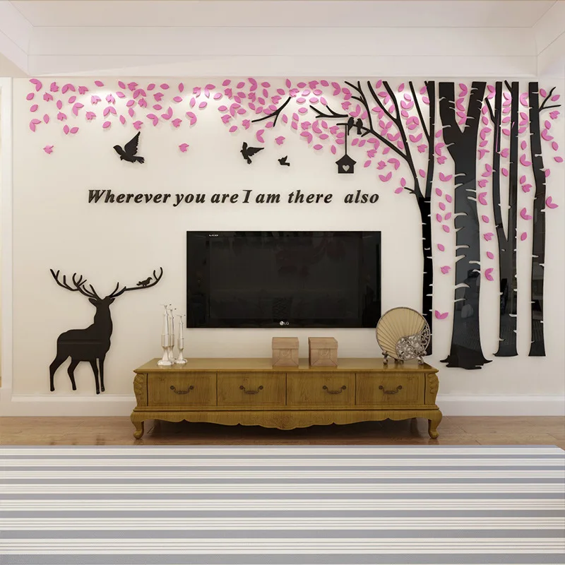 Лесной Олень креативный Супер Большой акриловый 3d стерео настенные наклейки