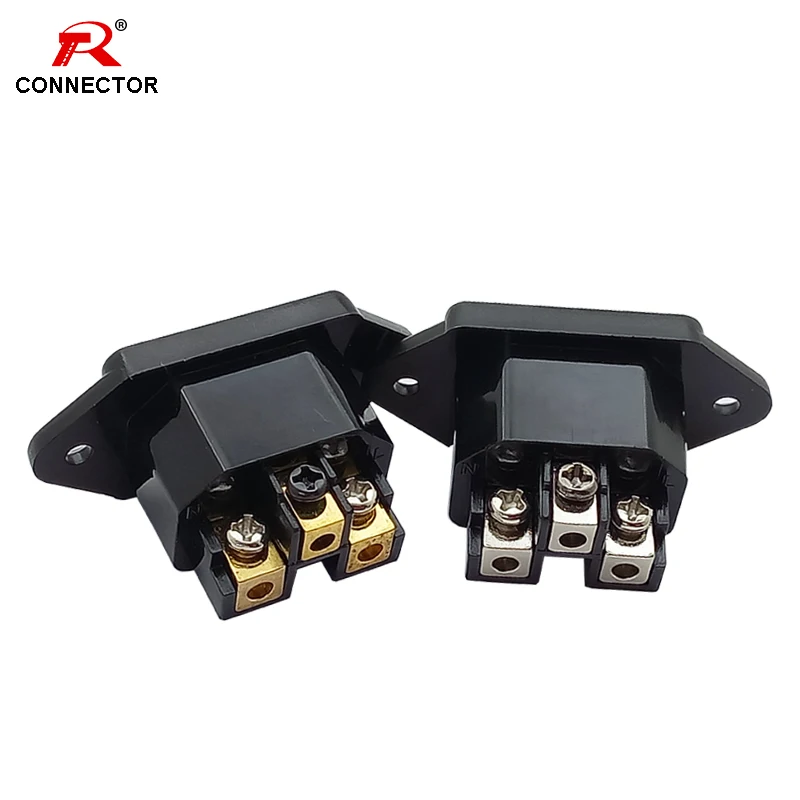 

1 шт., отличные входные разъемы питания, 3-контактный разъем IEC 14, панельные соединители питания AC 250 В, позолоченные и Родиевые