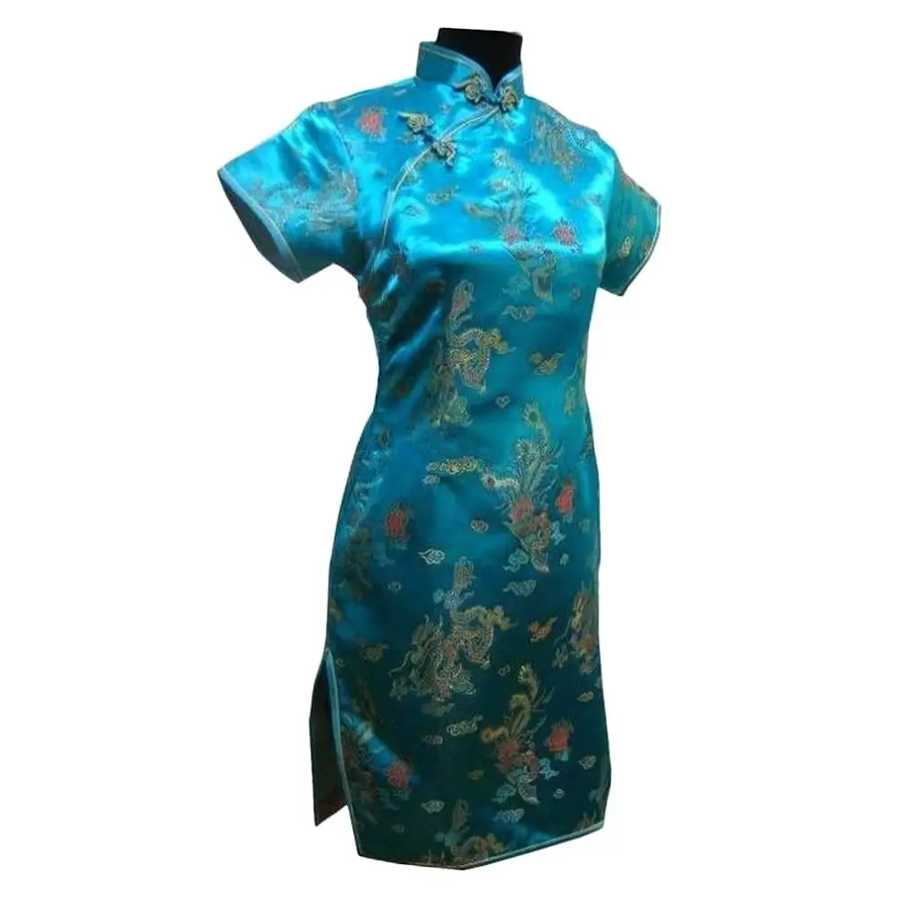 Черное Красное традиционное китайское платье Mujer Vestido женское атласное Ципао