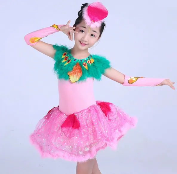 Балетное платье для девочек балетная пачка без рукавов с перьями детский