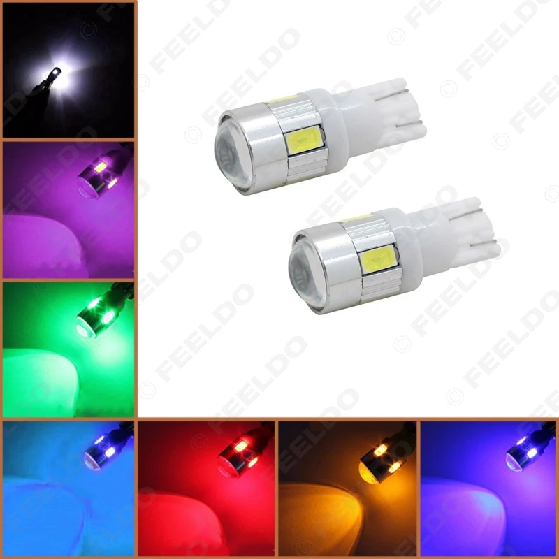 FEELDO 2 шт. автомобильный DC12V T10 194/168 танкетка 6-SMD 5630 Светодиодный светильник лампа с