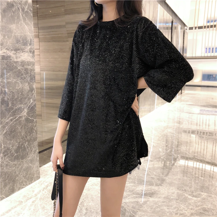 Новое платье с блестками Cakucool соблазнительное вечернее круглым вырезом и