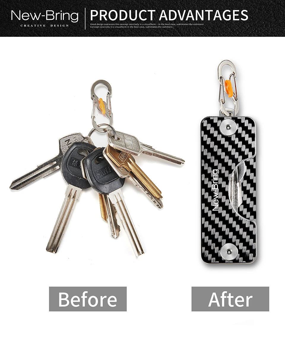 NewBring, умный держатель для ключей, автомобильный брелок для ключей, кошельки, кольцо, коллектор, ключница из углеродного волокна G2, сделай сам, EDC, карманный органайзер для ключей, Смарт