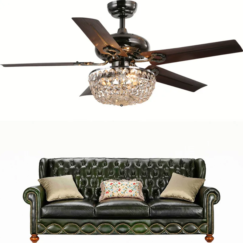 Euignis Crystal Ceiling Fan Iron Modern Nordic Retro Plafondventilatoren Met Verlichting Loft Moderne Plafond Ventilator | Лампы и