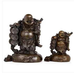 Открытие Майтрейя медный Будда живот Смеющийся статуя украшения большой лаки