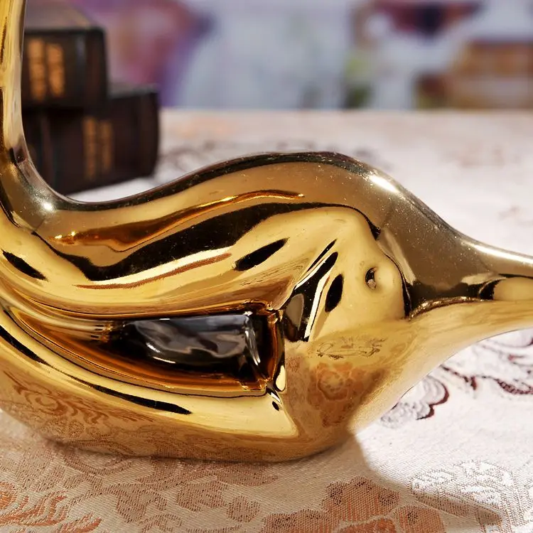 

gold silver ceramic dolphin home decor crafts room decoration handicraft ornament porcelain animal figurine wedding decoration
