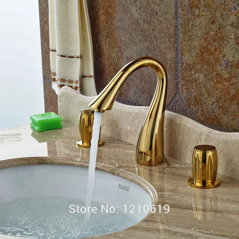 Новый европейский стиль Золотой пластинчатый кран для раковины ванной комнаты