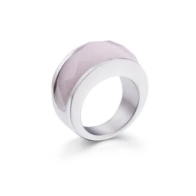 light pink(Silver) Роскошные женские обручальные кольца из нержавеющей стали 316L с кристаллами, кольца с цветным камнем для девушек и девушек, вечерние ювелирные изделия, подарки - Цвет основного камня: light pink(Silver)