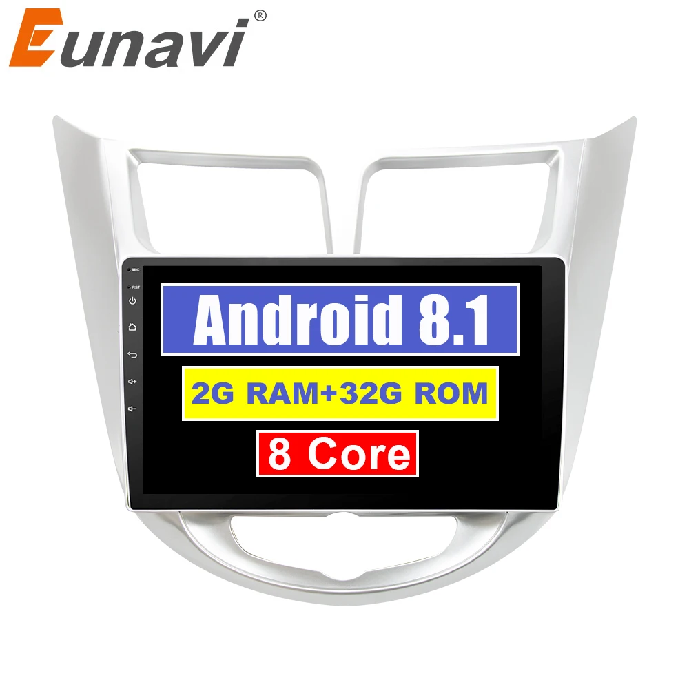 Eunavi автомобильный радио мультимедиа 2 din android 8 0 1 видео плеер навигация gps для solaris