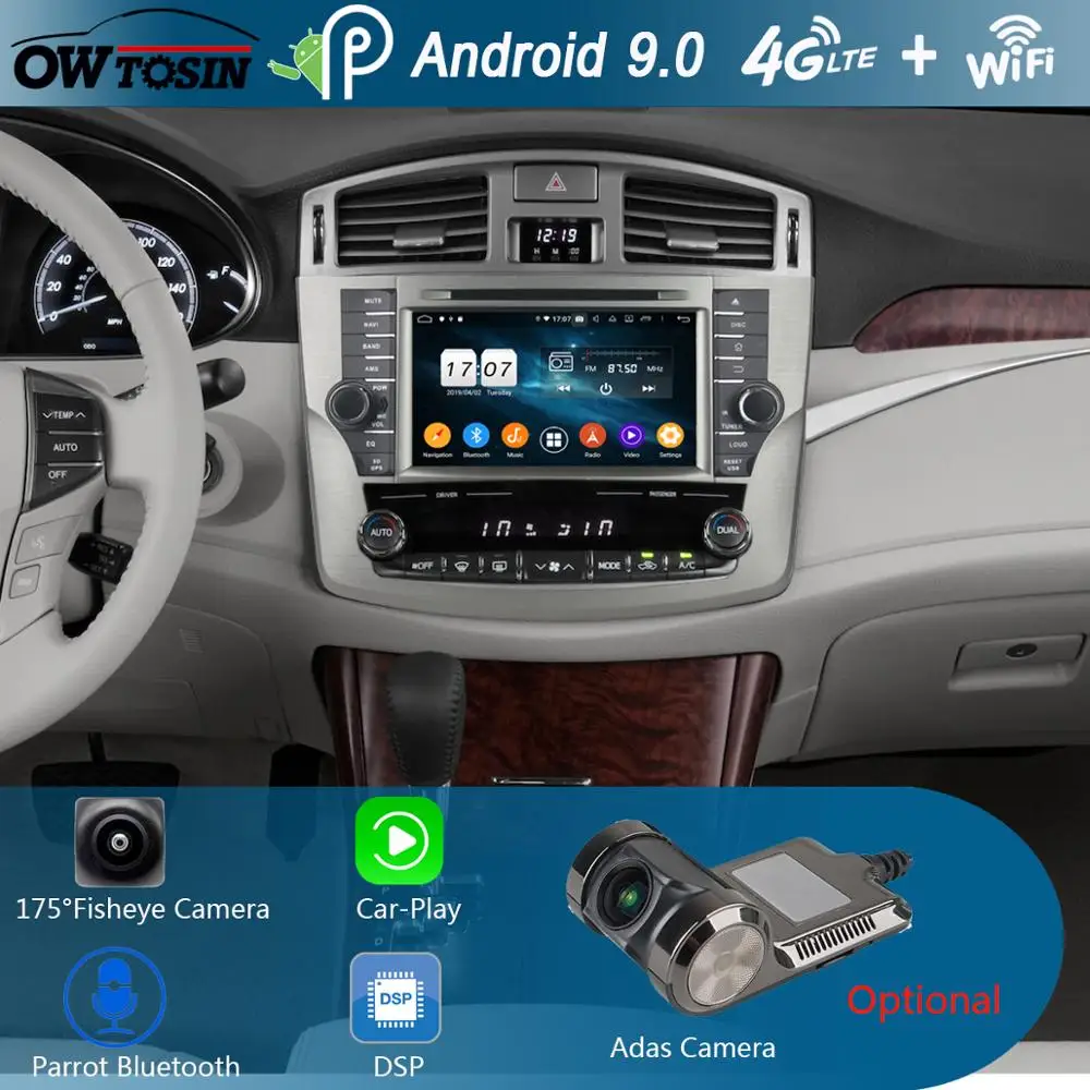 Автомобильный DVD-проигрыватель Octa 8 Core дюймов IPS 4 Гб RAM + 64 ROM Android 9 0 GPS Navi для Toyota Avalon