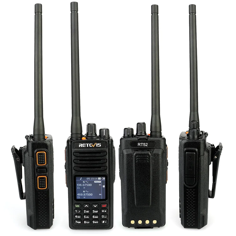 Retevis RT52 цифровой двухдиапазонный gps DMR Радио рация VHF UHF двойной PTT до 4000 каналов двухстороннее радио портативный