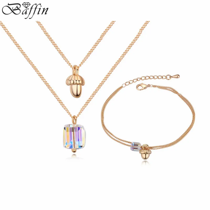 Женский Свадебный комплект из ожерелья и браслета колье золотого цвета с