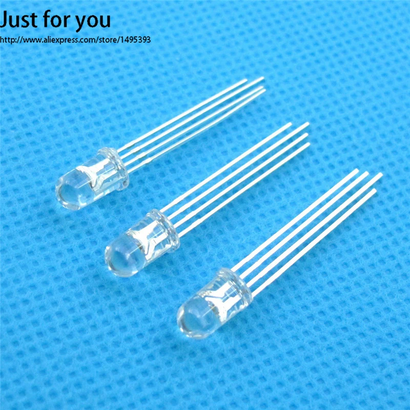 500 шт./лот 5 мм RGB LED Общим Катодом Красный Синий Зеленый Диод Диоды 4-контактный