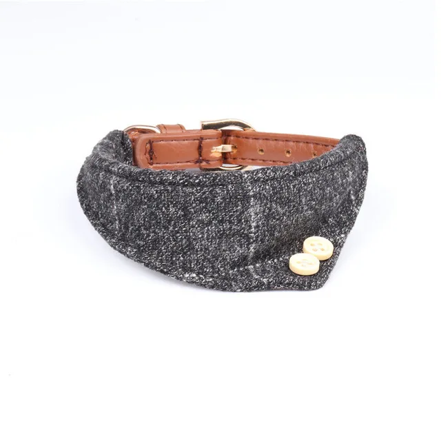 gray Bandanas Бантом Домашние животные ошейник для собак Мягкая кожа Поводок для собаки Плед Щенок Бандана Регулируемые ошейники дл - Цвет: gray Bandanas