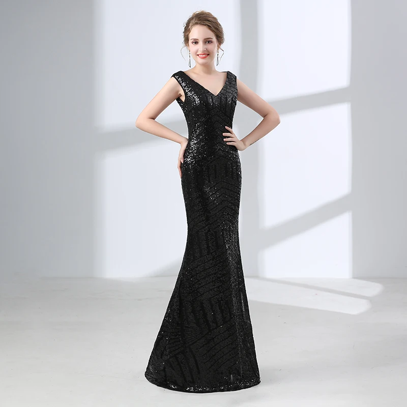 Женское вечернее платье Forevergracedress Черное с рукавами крылышками и блестками
