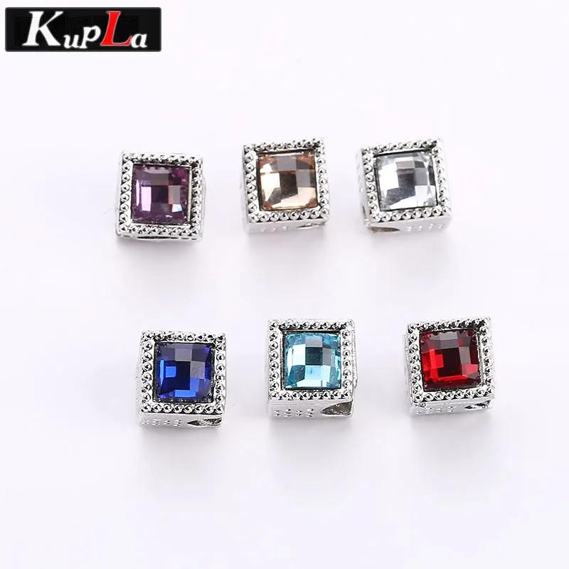 Цветные акриловые Квадратные бусины Kupla для Pandora Подвески DIY модные аксессуары