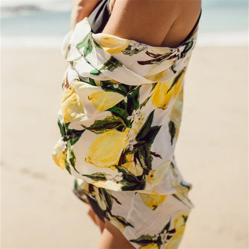 2019 Пляжная накидка с принтом лимона район пляжные костюмы туники пляжная Для