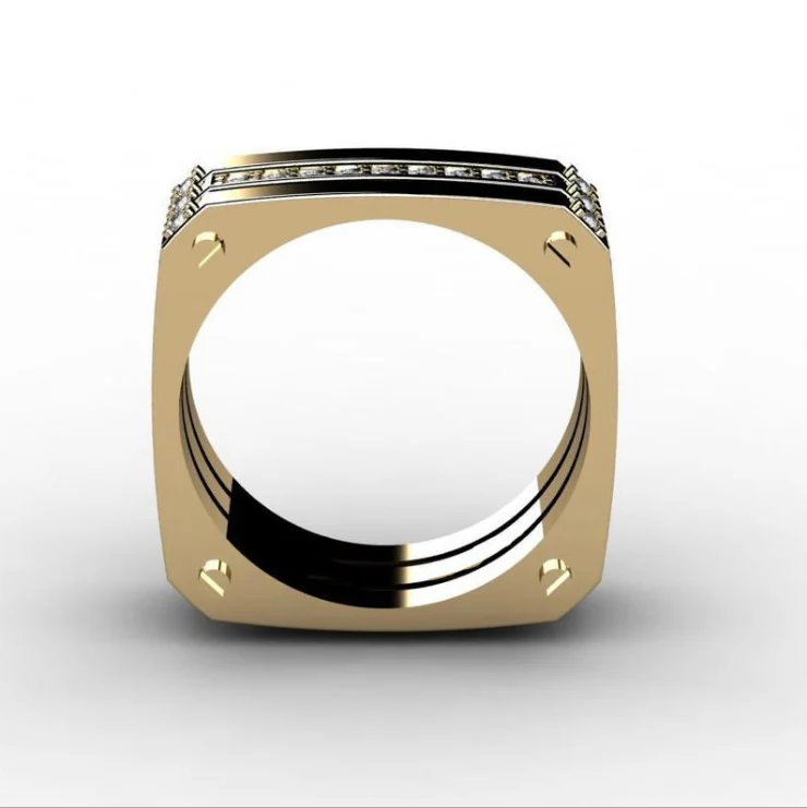 Роскошное мужское женское большое кольцо из камня CZ 18KT желтое золото свадебные