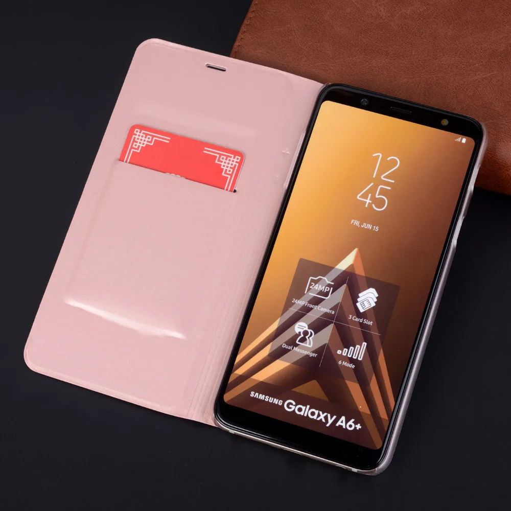 flip cover leather case for samsung galaxy a6 2018 a 6 plus a6plus sm a600 a605 a9 a7 a8 7 8 9 a8plus a8s a9s wallet phone cases free global shipping